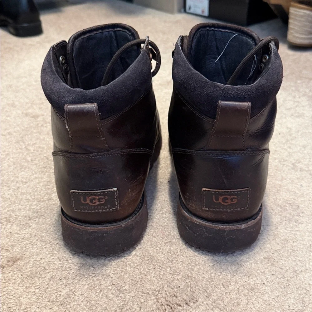 UGG Men's Dark Brown Leather Boots size 10